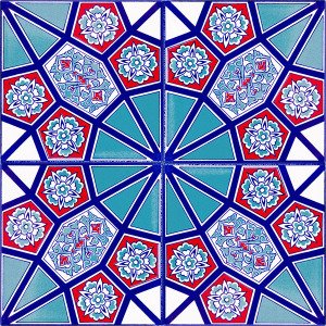 20x20 AC-3 Geometric Red Blue Pattern Cini Tile