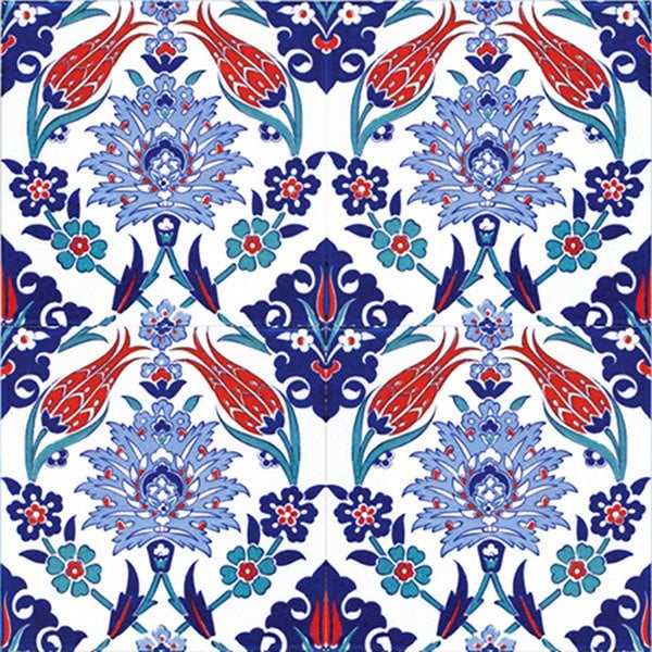 20×20 AC-4 Iznik Tulip Pattern Cini Tile
