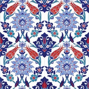 20×20 AC-4 Iznik Tulip Pattern Cini Tile