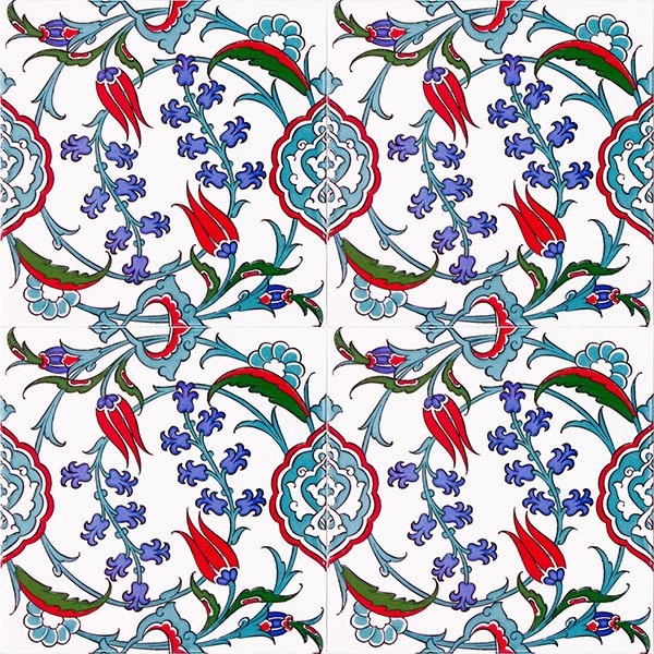 20×20 AC-5 Iznik Cicek Pattern Cini Tile