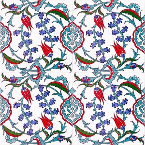 20×20 AC-5 Iznik Cicek Pattern Cini Tile
