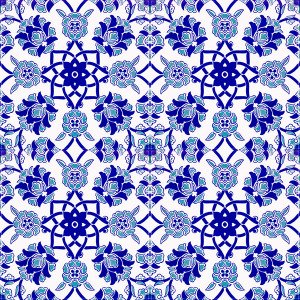 20×20 AC-10 Seljuk Blue Flower Pattern Cini Tile
