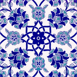 20×20 AC-10 Seljuk Blue Flower Pattern Cini Tile