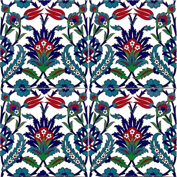 20×20 AC-19 Tulip Pattern Ottoman Cini Ceramic Tile
