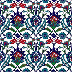 20×20 AC-19 Tulip Pattern Ottoman Cini Ceramic Tile