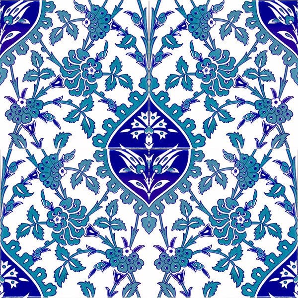 20×20 AC-42 Blue White Floral Pattern Tile Tile