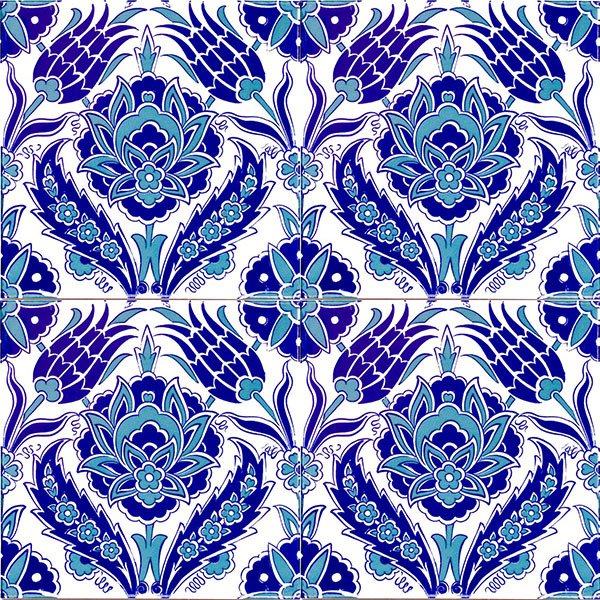 20×20 AC-54 Tulip Pattern Blue White Ceramic Tile