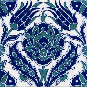 20×20 AC-54 Tulip Pattern Blue White Ceramic Tile