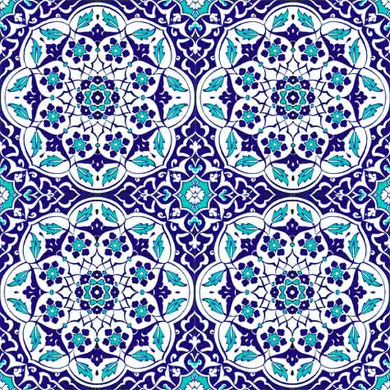 AC-92 Ottoman Blue White Tile Tile