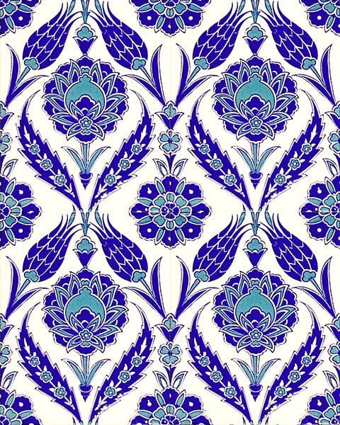 20×25 AC-308 Blue White Tulip pattern Kutahya Tile Tile