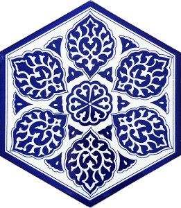 21×23 cm Seljuk Patterned Hexagonal Tile ,Ottoman Seljuk tiles,Bathroom Tiles, Kitchen Tile, 4x pcs Turquoise Ceramic Tile