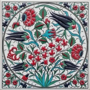 Turquoise White Hyacinth Handmade Board,Decorative tiles,ottoman art tile,Accent Tiles Board, Decorative Living Room Tiles,decor gifts